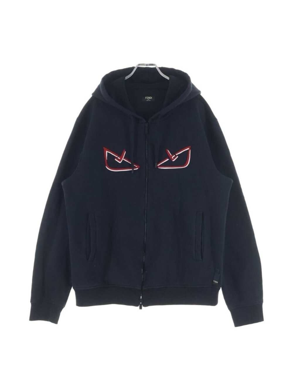 Fendi Monster Cotton Zip di Hoodie L Black